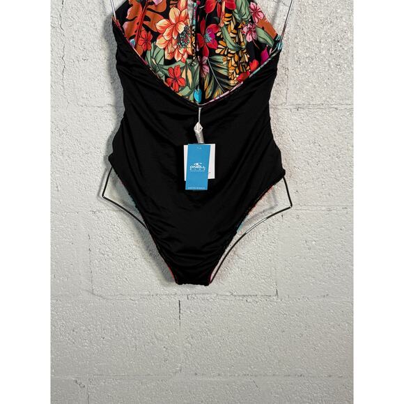 O'Neill Juniors Reina Women's Halter Cut-Out One-Piece Swimsuit Multi Large - Picture 6 of 11